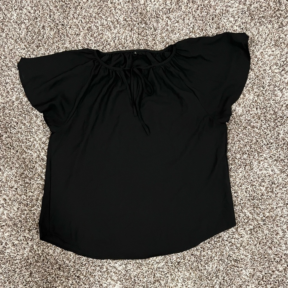 Women’s Black Flutter Sleeve Top